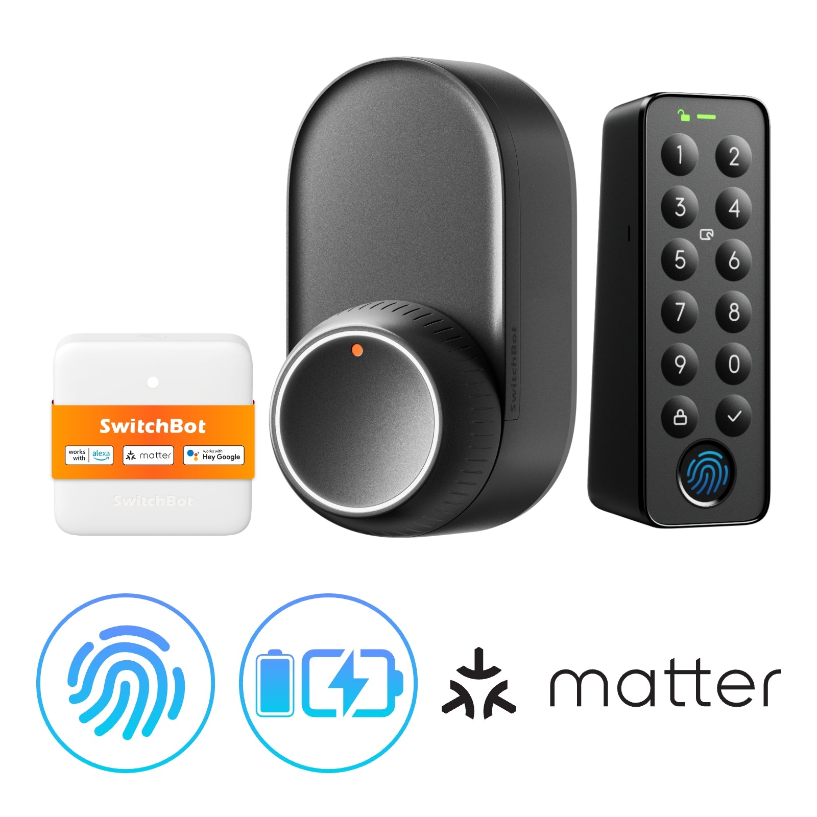 SwitchBot Lock Ultra Touch Combo Lock Ultra + Hub Mini Matter + Keypad Touch Black - SwitchBot CA