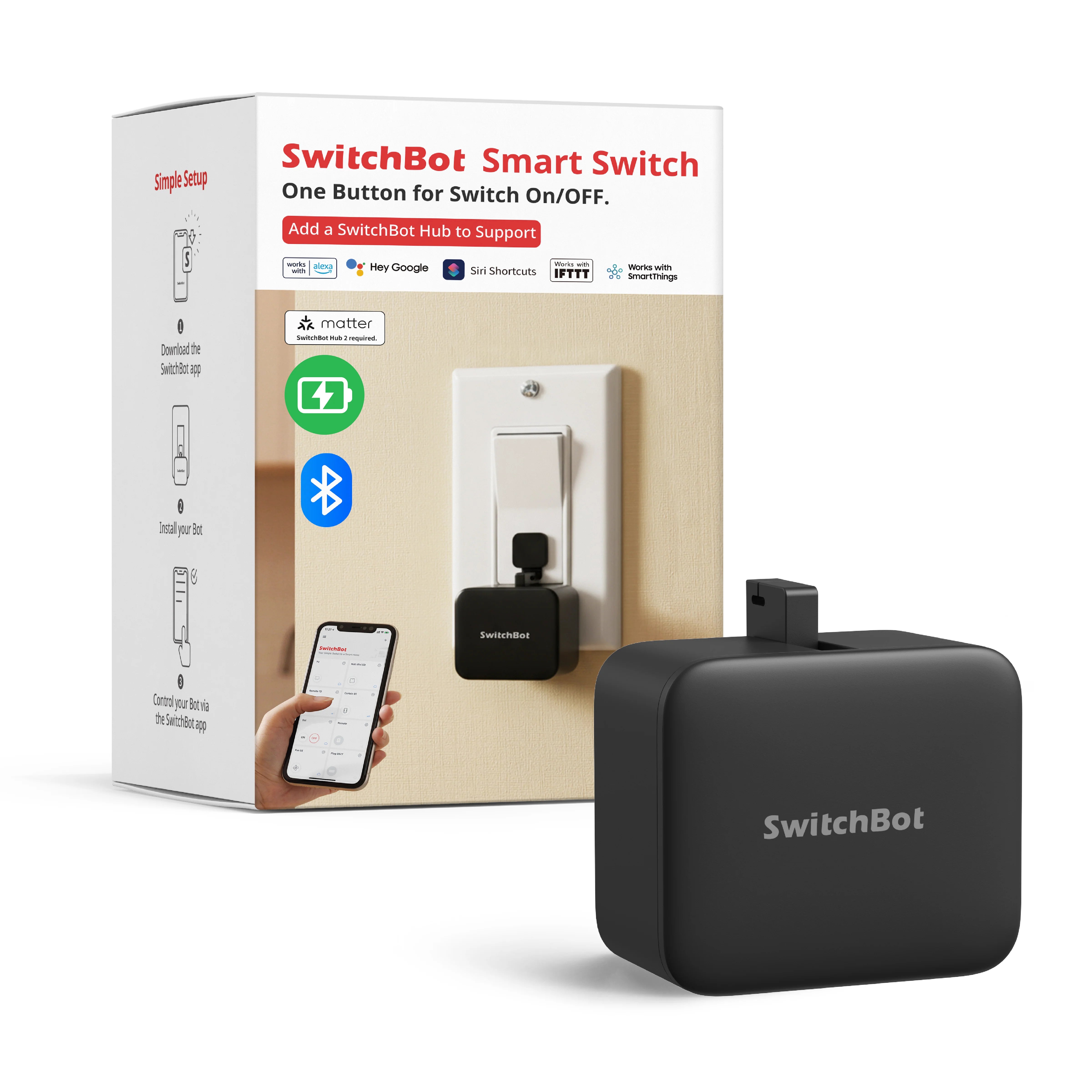 Switch Bot Size Switchbot Bot Rechargeable | SwitchBot Canada